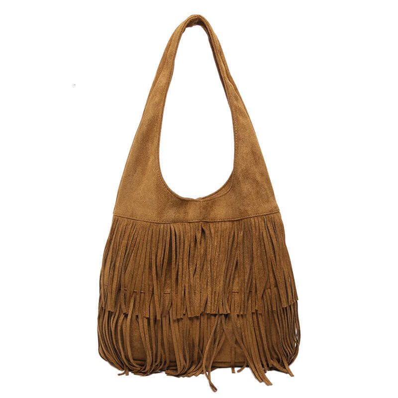 European and American retro frosted tassel bag with high texture, niche underarm shoulder large capacity lazy style commuting tote bag, 2024 new casua