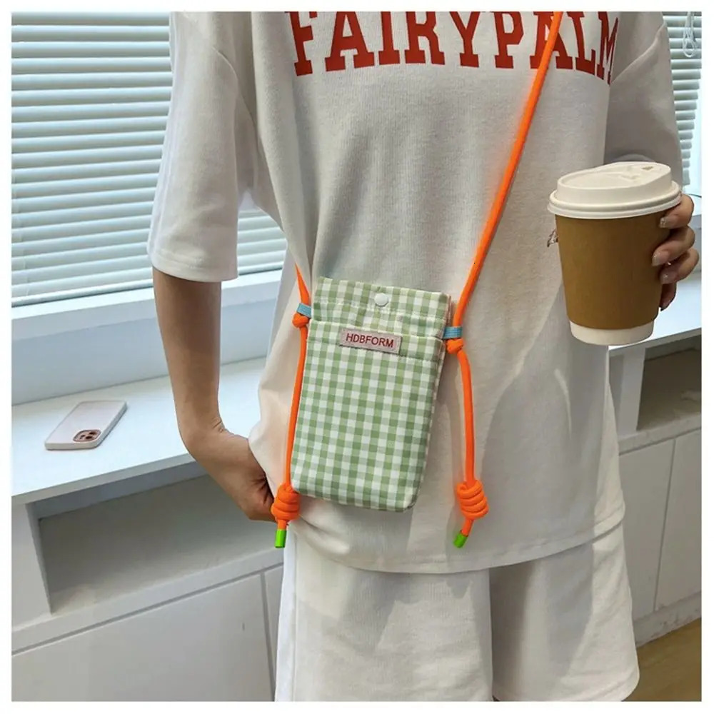 Polyester Mesh Shoulder Bag Multi functional Large Capacity Square Pocket Mini Cartoon Phone Bag 241213
