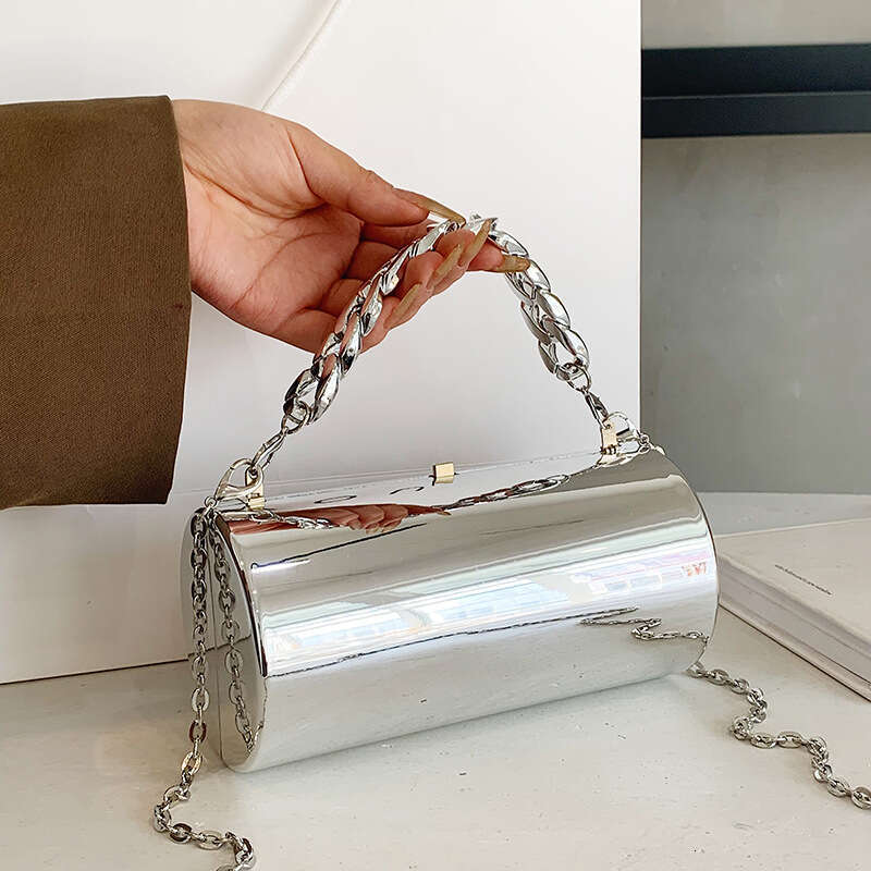 Ins internet celebrity shiny bread women's chain single shoulder crossbody cydrical niche pen holder bag women 2024 new casual fashion trend clot