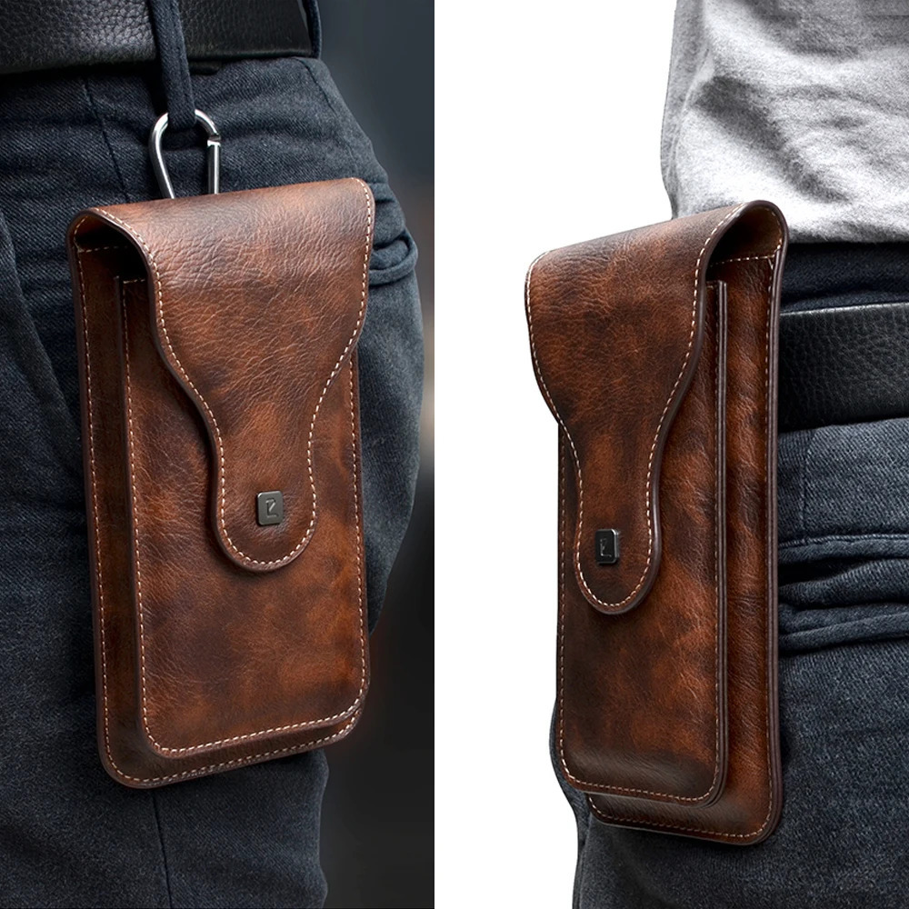 Mens belt bag portable running mobile phone Crazy Horse leather wrist bag medicine bag 241213