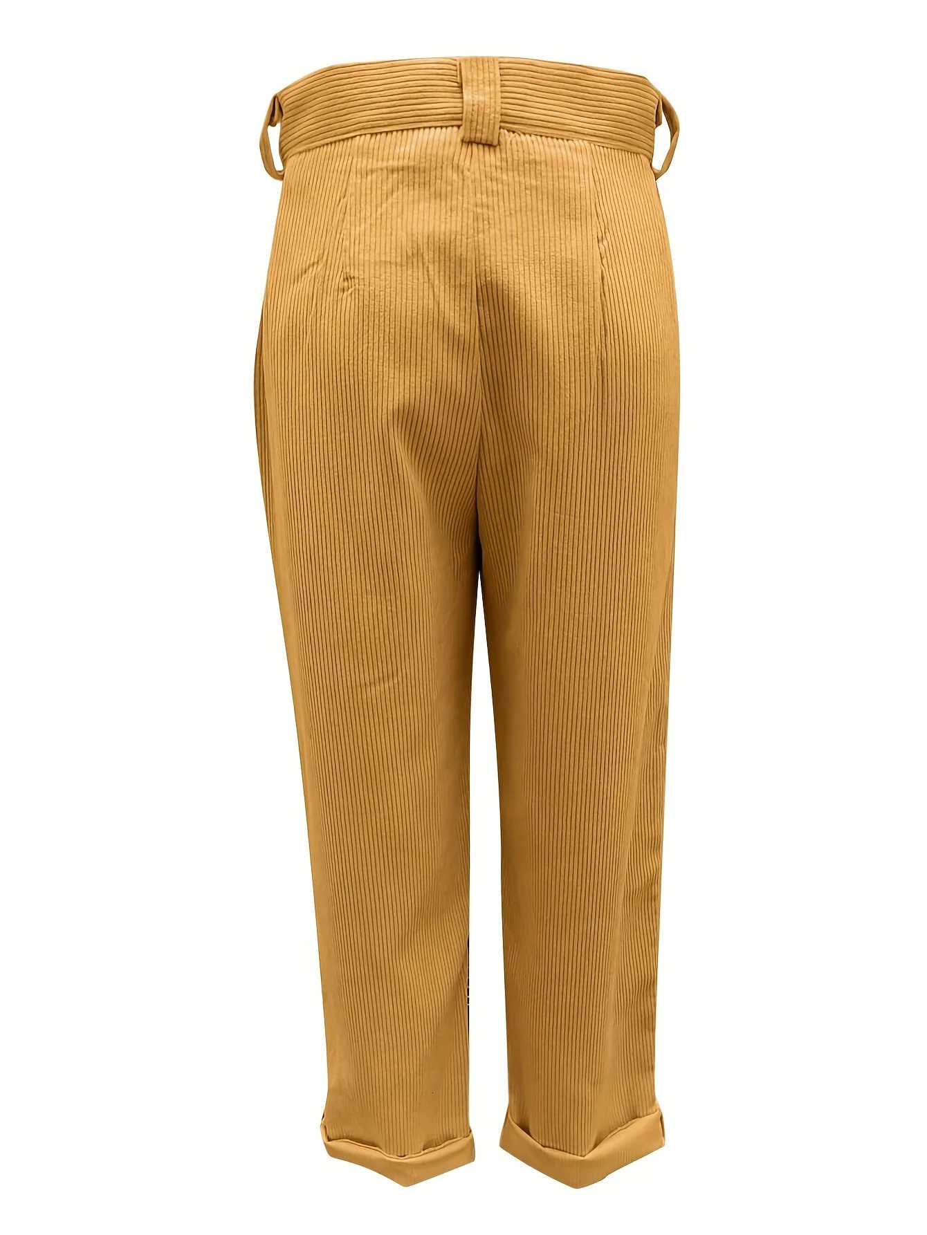 Corduroy High Waist Pants elegant double pocket pants spring and summer womens clothing 241212