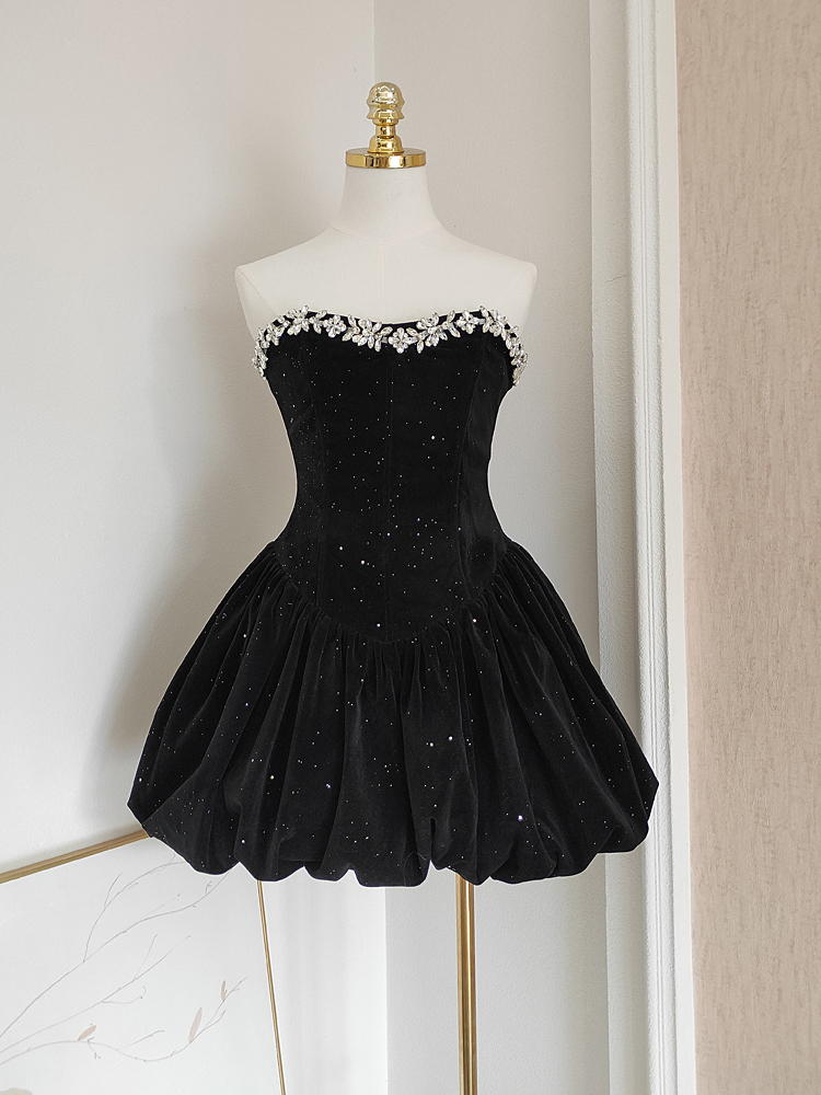 Casual Dresses Christmas Velvet Shiny A-Line Evening Party Dress Sexy Beaded Slim Blackless Bow Gathered Corsetry Dress Lady High Streetwear 2025