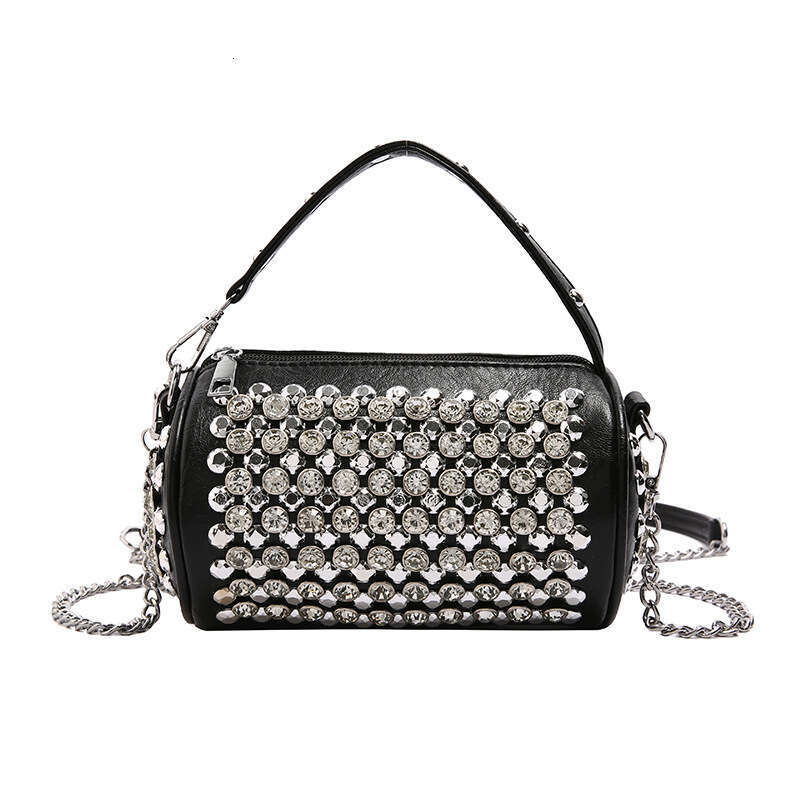 High end fashion versatile rivet small square for women 2024 new personalized and trendy handbag, single shoulder crossbody cylindrical bag