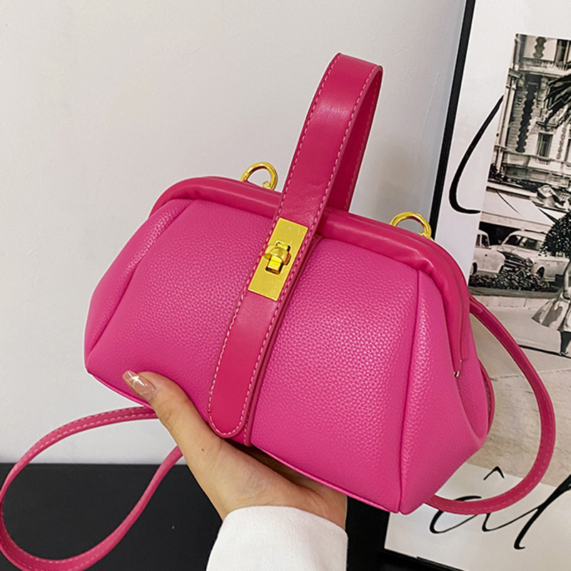 New designer orange PU leather small handbag shell clip womens gold blue cross trendy single shoulder bag