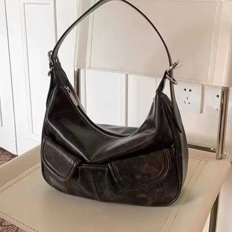 Retro Coffee Shoulder Bag for Women Retro Autumn Pocket Fashion Casual Underwear Bag for Women Y2k Handbag Bolsa Handbag 241213