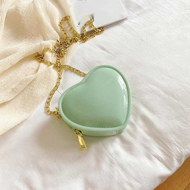 Trendy Fashion Mini Peach Heart Love Jelly Bag for Women Personalized Solid Color Chain Cute Mini Single Shoulder Crossbody Bag
