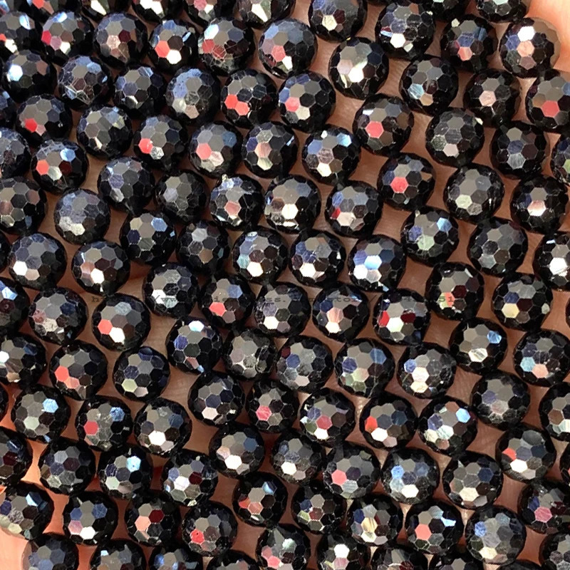 Natural stone surface circular AA black electrical loose spacing beads used for jewelry making DIY earrings bracelets amulet accessories 241212