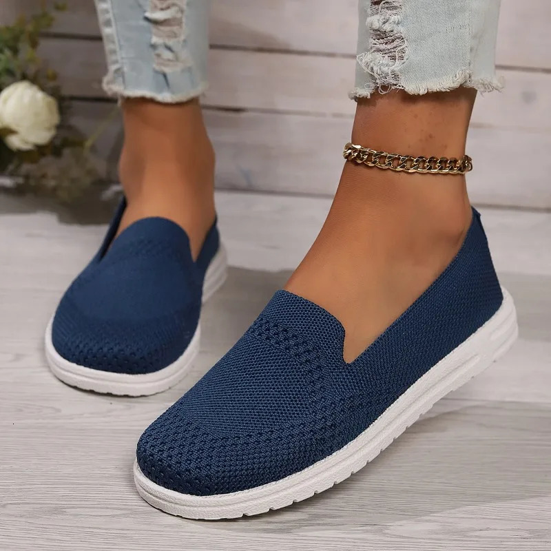 2024 Autumn Round Womens Fashion Website Le Fu Shallow Womens Flat Bottom Soft Bottom Knitted Ballet Flat Shoes Casual Boat Shoes 241213