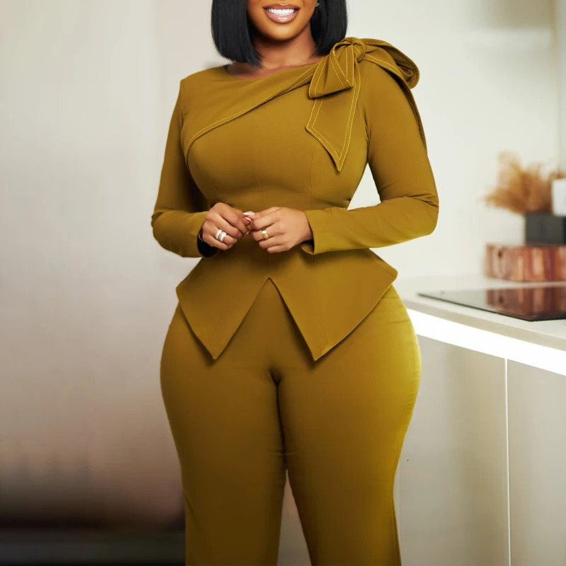 African Fashion Women 2 Pieces Set 2025 Spring Splicing Pullover Suit Tops And Pants Sets Matching Tracksuit Outfit 241209