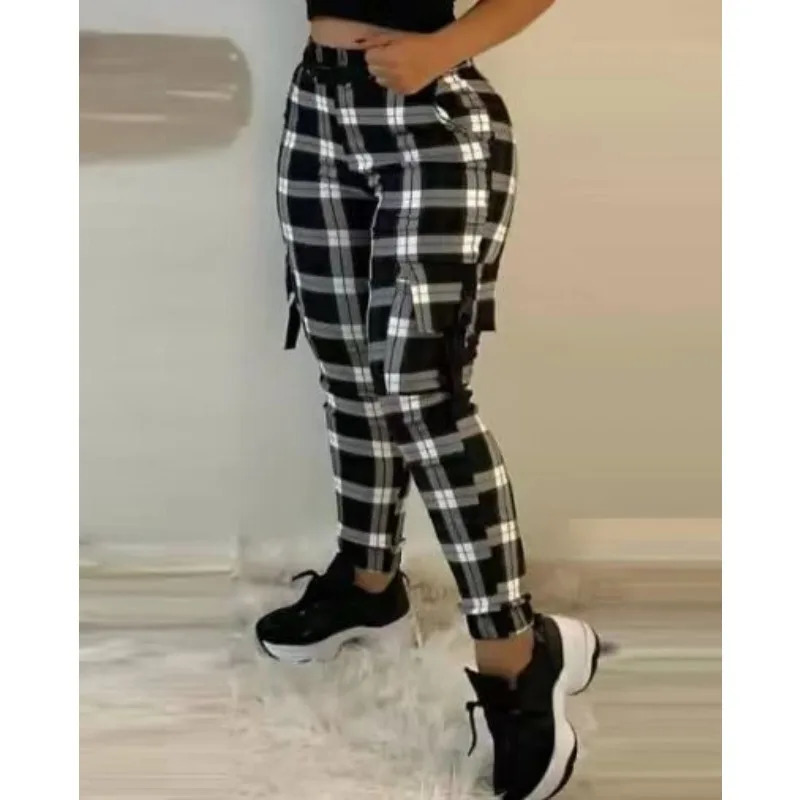 Mandylandy Fashion Cargo Pants Summer Ultra Thin Fit Black Pattern Comfortable and Casual Pencil Tapered Over Trousers 241212