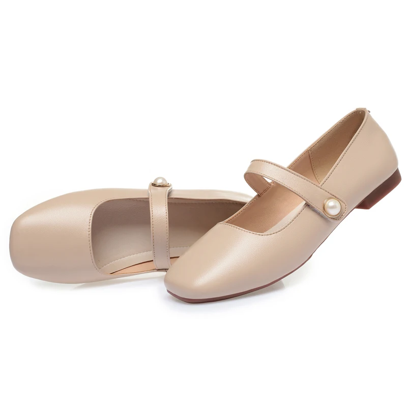 AIYUQI Mary Jane Shoes Women Square Head Genuine Leather Fashion Women's Spring Shoes Ballet Vintage Women's Loafers