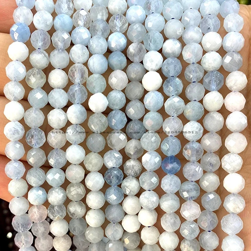 Natural stone surface circular citric acid tourmaline aquamarine loose spacing beads for jewelry making DIY bracelet charm accessories 241212
