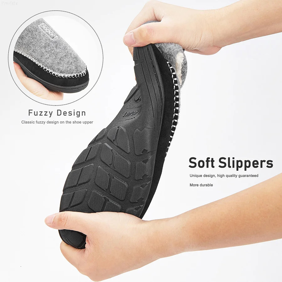 Mens House Slippers Sewing Thread Contrasting Color Fuzzy Warm Comfortable Memory Foam Indoor Shoes Winter Casual 241214