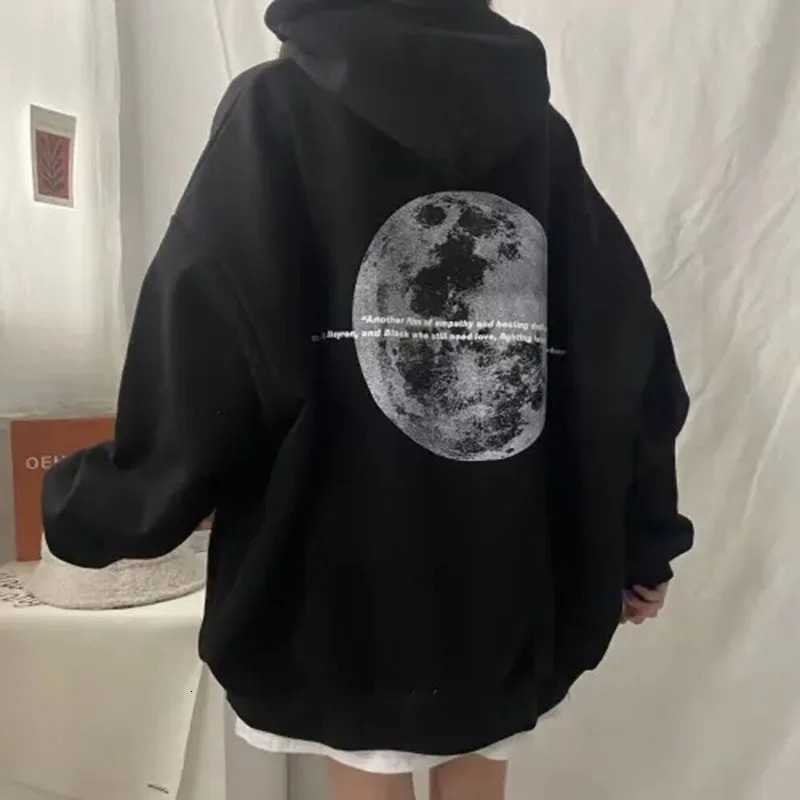 100% Cotton Letter Print Loose Sweatshirt Women Autumn Korean Oversized Lazy Style Casual Hoodie Harajuku All Match Streetwear 241214