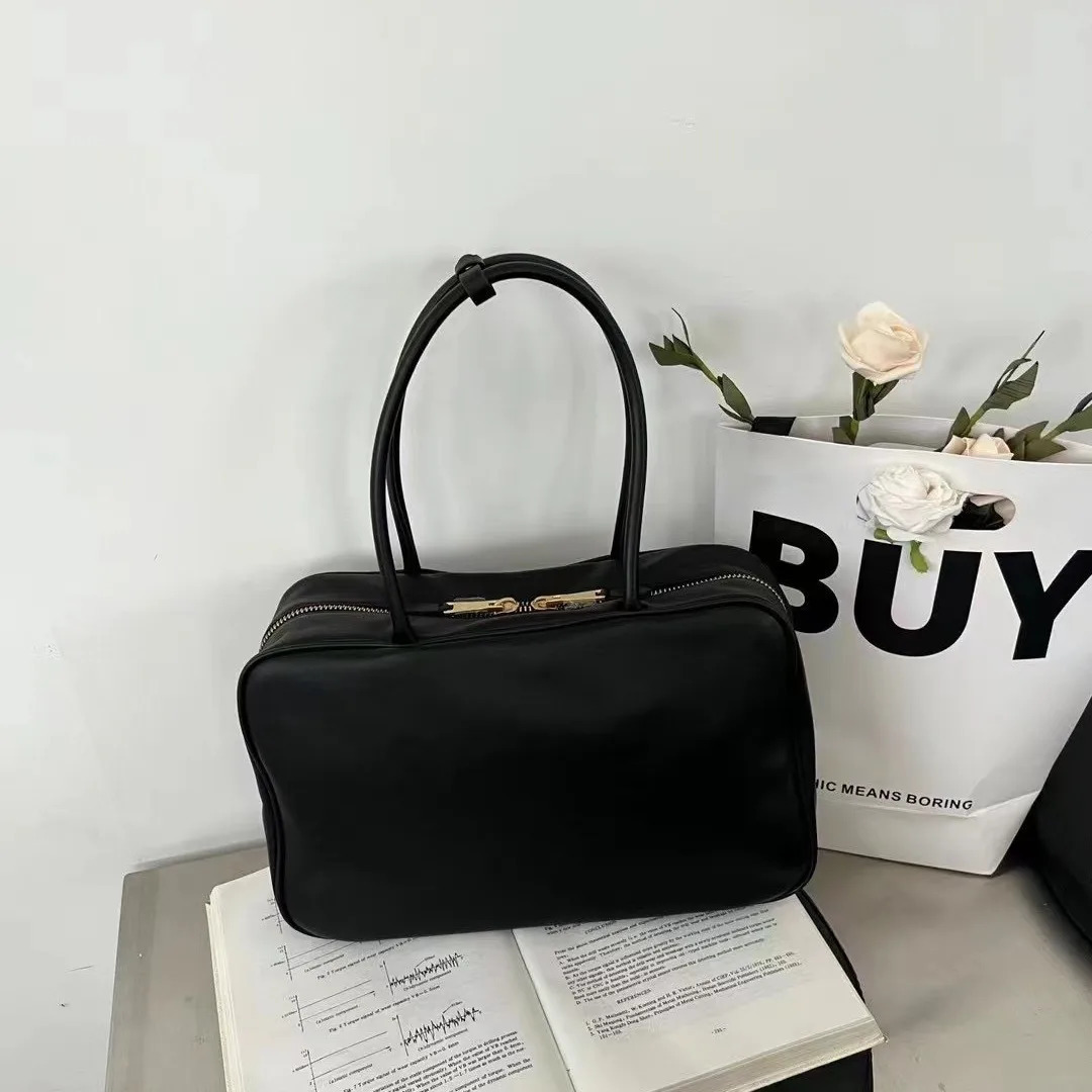 2024 genuine leather briefcase womens handbag retro Boston wallet bowling bag shoulder homeless bag 241212