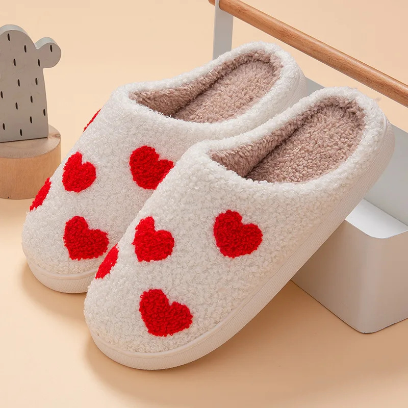 Winter Cotton Slippers Women Home Rainbow Warm Fluffy Slides Indoor House Plush Flip Flops Female Antislip Soft Shoes Wholesale 241214