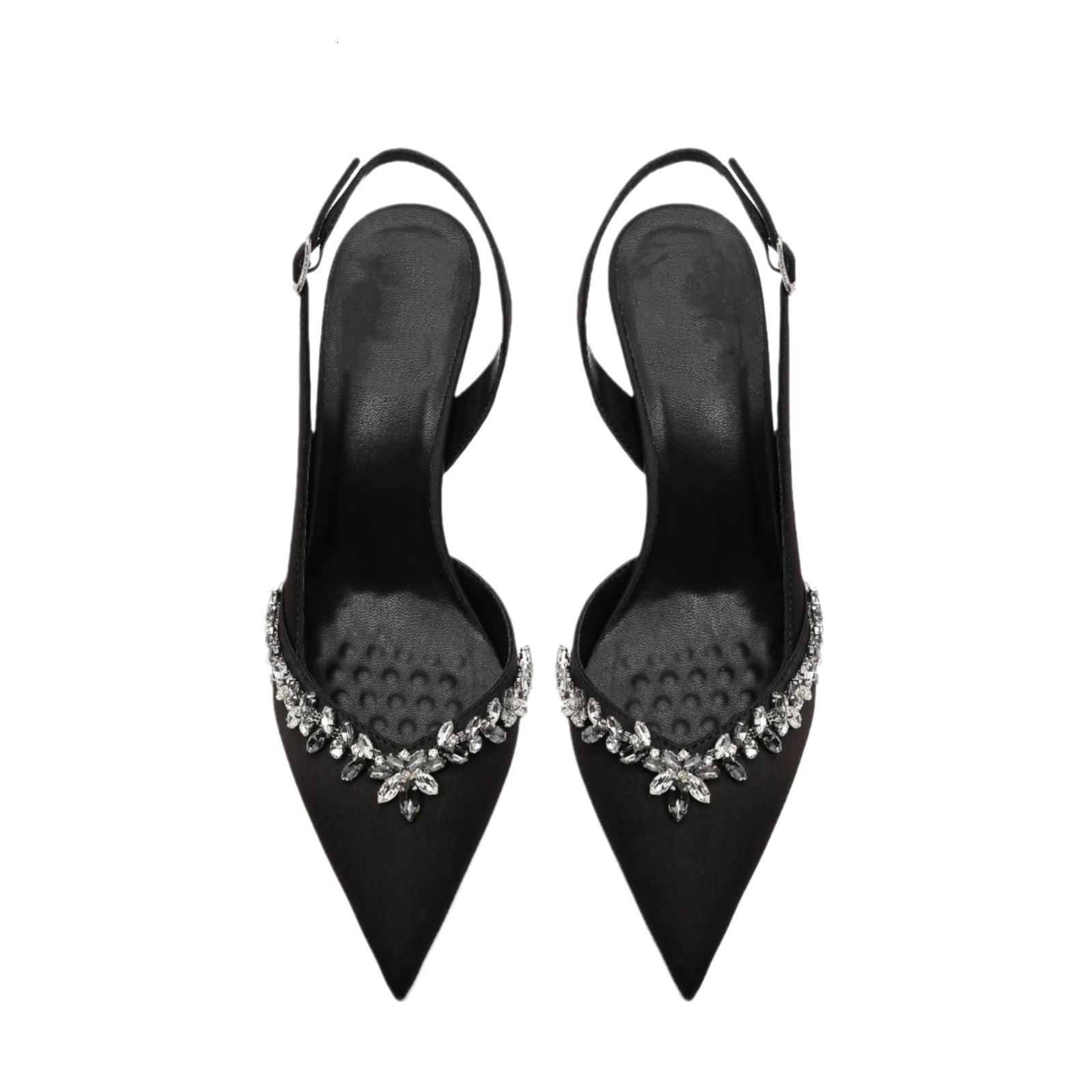 2024 New Baotou Sandals With Genuine Leather And Sheepskin, Women's Water Diamond Style, Shallow Mouth French Straw, Back Empty High Heels