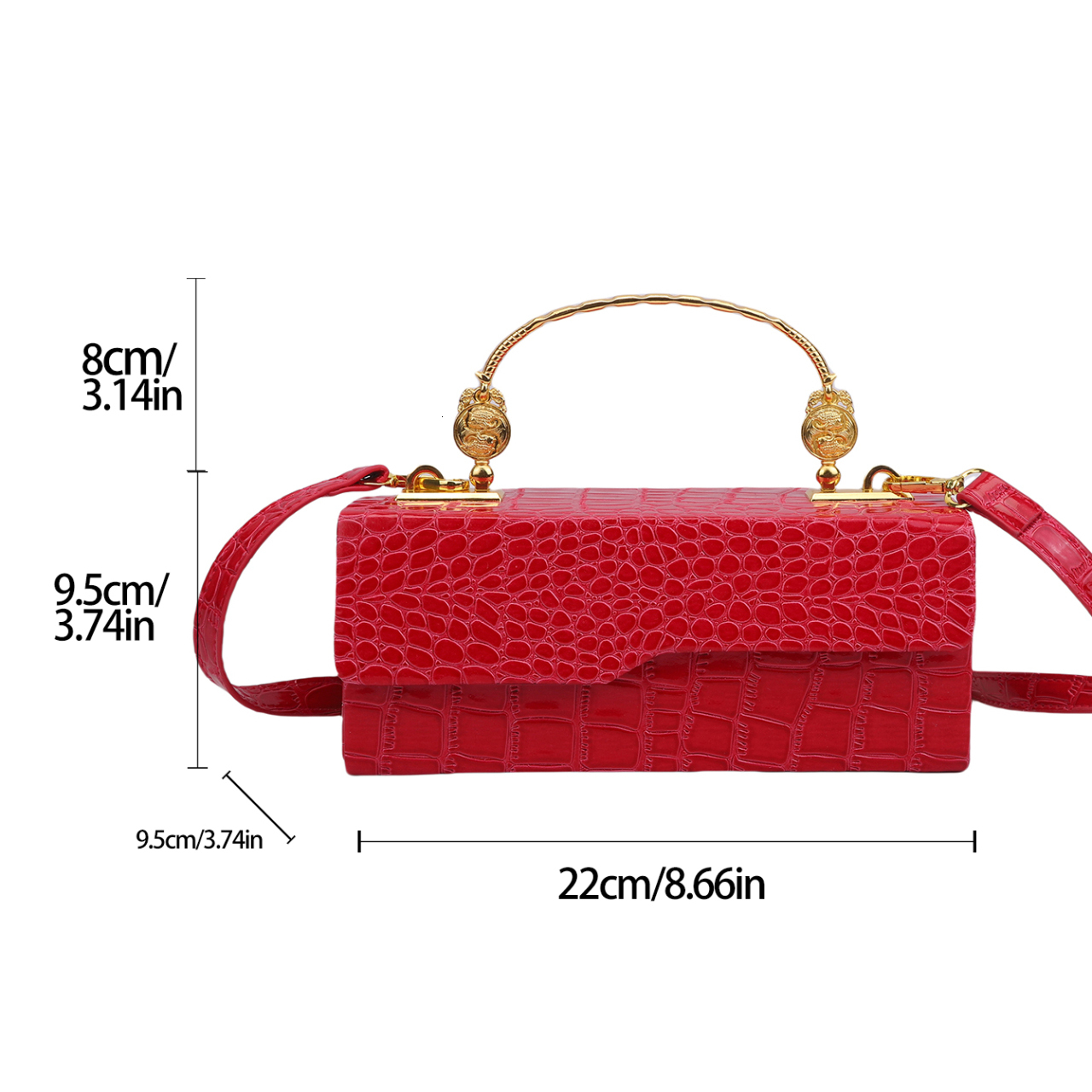 New black crocodile pattern oblique fashion box mouth red envelope designer handbag and wallet quality Pu leather bag designer shoulder bag bag