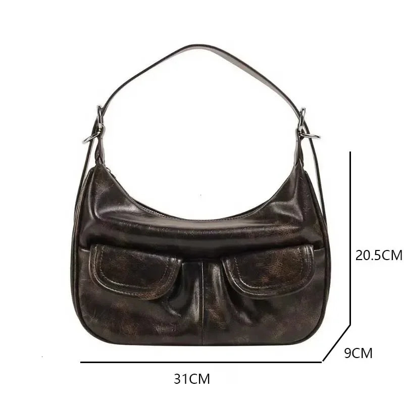Retro Coffee Shoulder Bag for Women Retro Autumn Pocket Fashion Casual Underwear Bag for Women Y2k Handbag Bolsa Handbag 241213