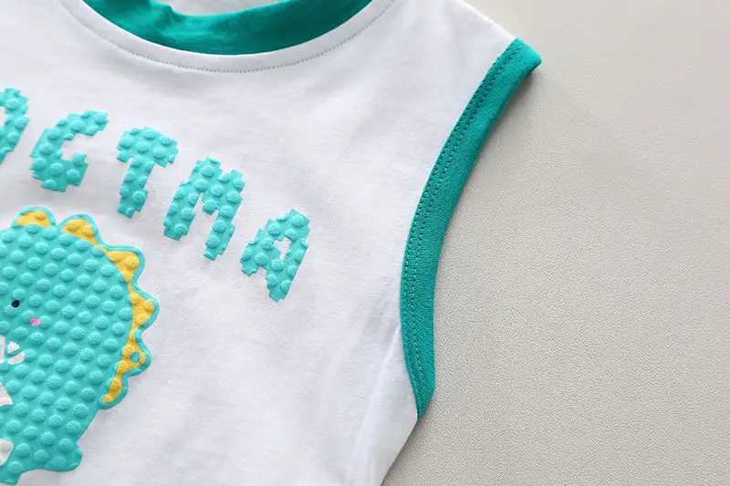 Clothing Sets Fashion Kids Boy Girls Clothes Children Summer Cartoon Dinosaur Vest Shorts 2Pcs/Set Infant Outfit Toddler Tracksuit 0-5 Years H241214