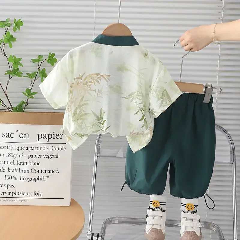 Clothing Sets Summer Children Kids Girls Boys Clothes Infant Printe National Style Shirt Shorts 2pcs/Set Baby Toddler Costume 1 2 3 4 5 Ages H241214