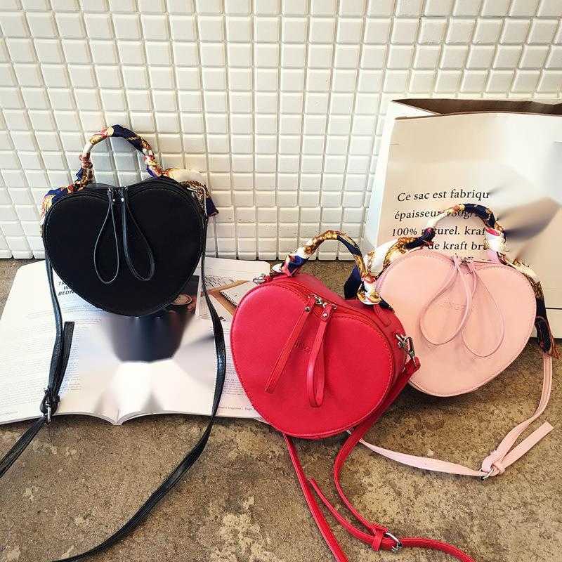 New Fashion Bags Trendy Womens Bag Peach Heart Small Bag Silk Scarf Handbag Single Shoulder Crossbody Bag