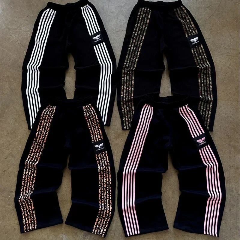 American Retro Simple Striped Sweatpants Y2K Harajuku Hip Hop Jogging Pants Wide Leg Pants Streetwear Loose Casual Pants 241214