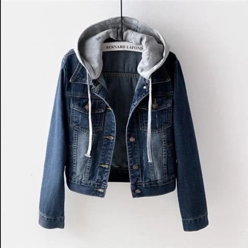 Womens denim wool jacket thick and short in winter detachable hooded comfortable cashmere womens jacket 241210