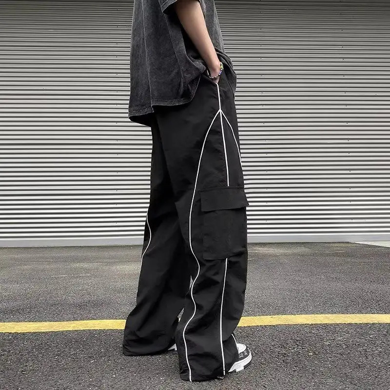 Oversized Black Sweatpants Men Side Stripe Basic Cargo Pants Lady Y2K Streetwear Baggy Jogger Men Women Casual Korean Fashion 241214