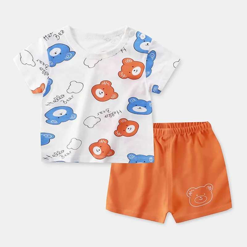 Clothing Sets 1 2 3 4 Years Old Kids Fashion Sets Short Sleeve Tracksuits Boys Thin Loose Tees Suits Trendy Wear Summer New Cute Tops +Shorts H241214