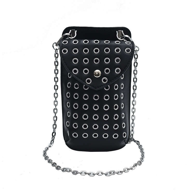 Bag, women's mini crossbody summer trend mobile phone retro rivet hot girl versatile small square bag, 2024 new style, chic and elegant clothing