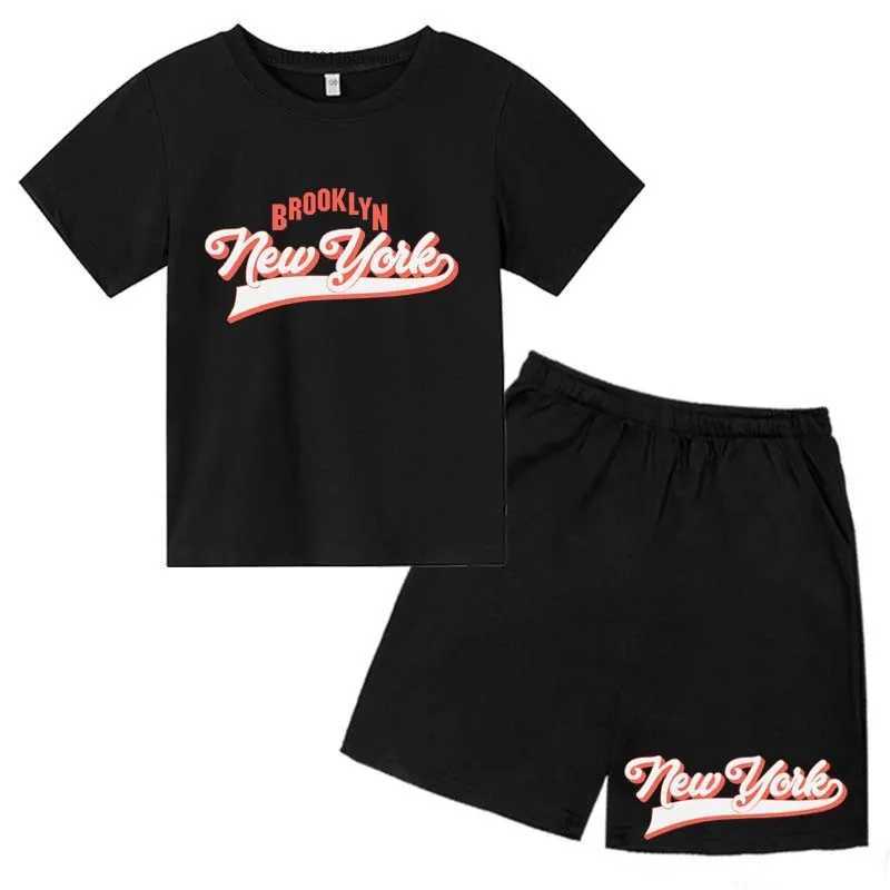 Clothing Sets Kids Summer Leisure Letter Print Soft T-shirts+Pants 2pcs Suits 2-13 Years Boys Girls Sports Streetwears Children Clothes Sets H241214