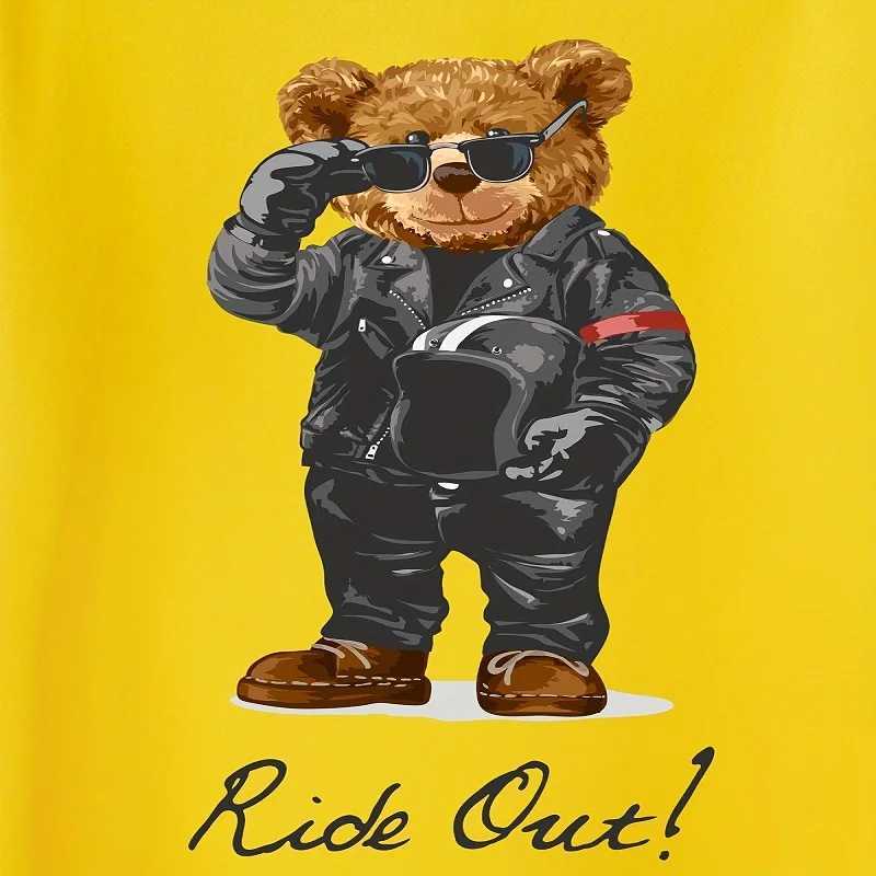 Clothing Sets Summer Baby Clothes Set Children Boy Motorcycle Bear Printed T-shirts and Shorts 2 Pieces Suit Short Sleeve Top Bottom Outfits H241214
