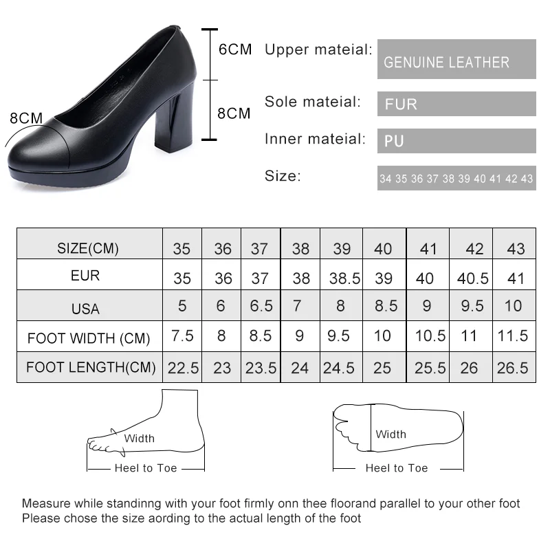 AIYUQI High Heel Women Shoes Spring Genuine Leather Fashion Large Size Thick Heel Women Dress Shoes
