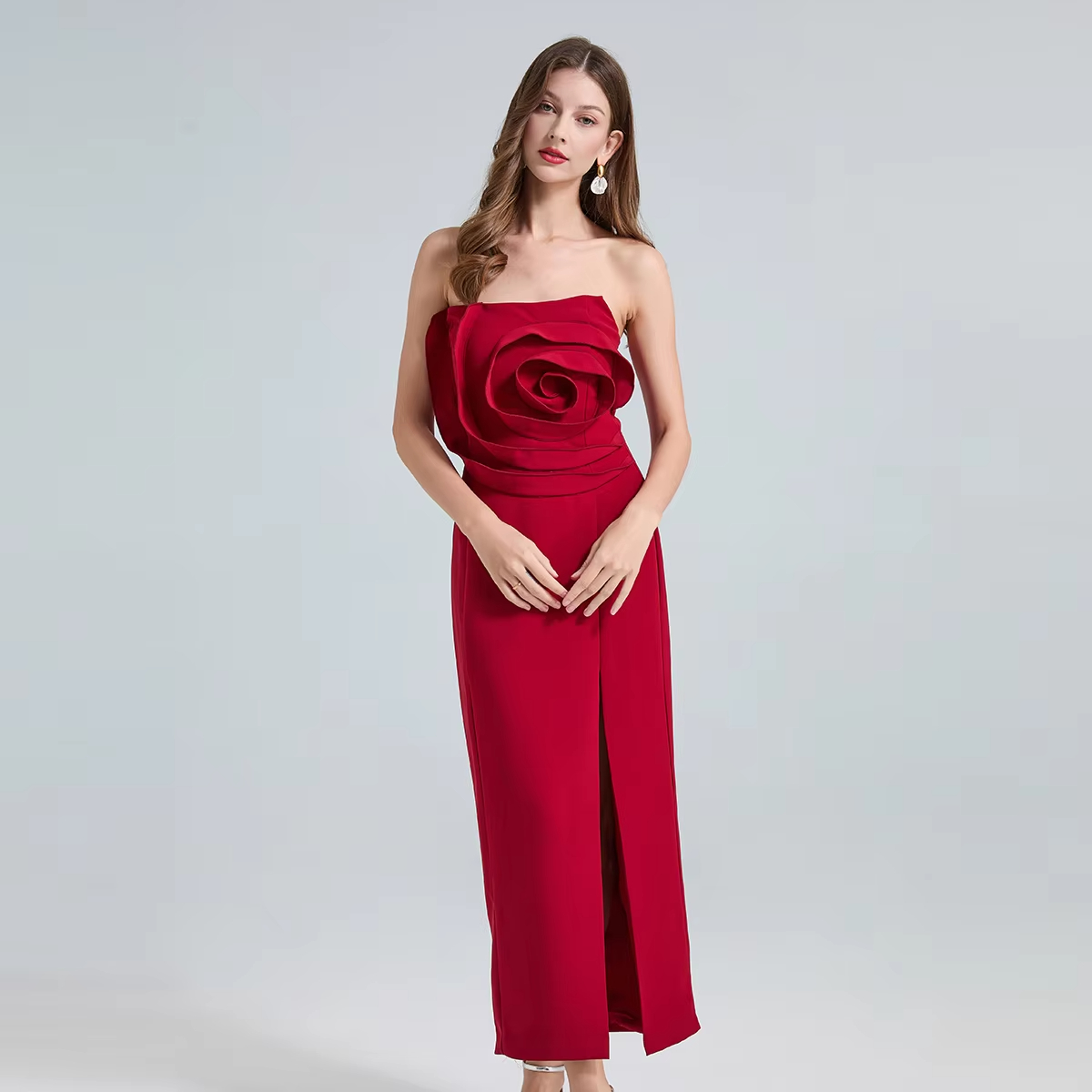 Casual Dresses Women Elegant 3D Flower Backless Sexy Club Bodycon Prom Long Dress 2025 Summer New Slim Fit Party Festival High Split Vestidos 2025