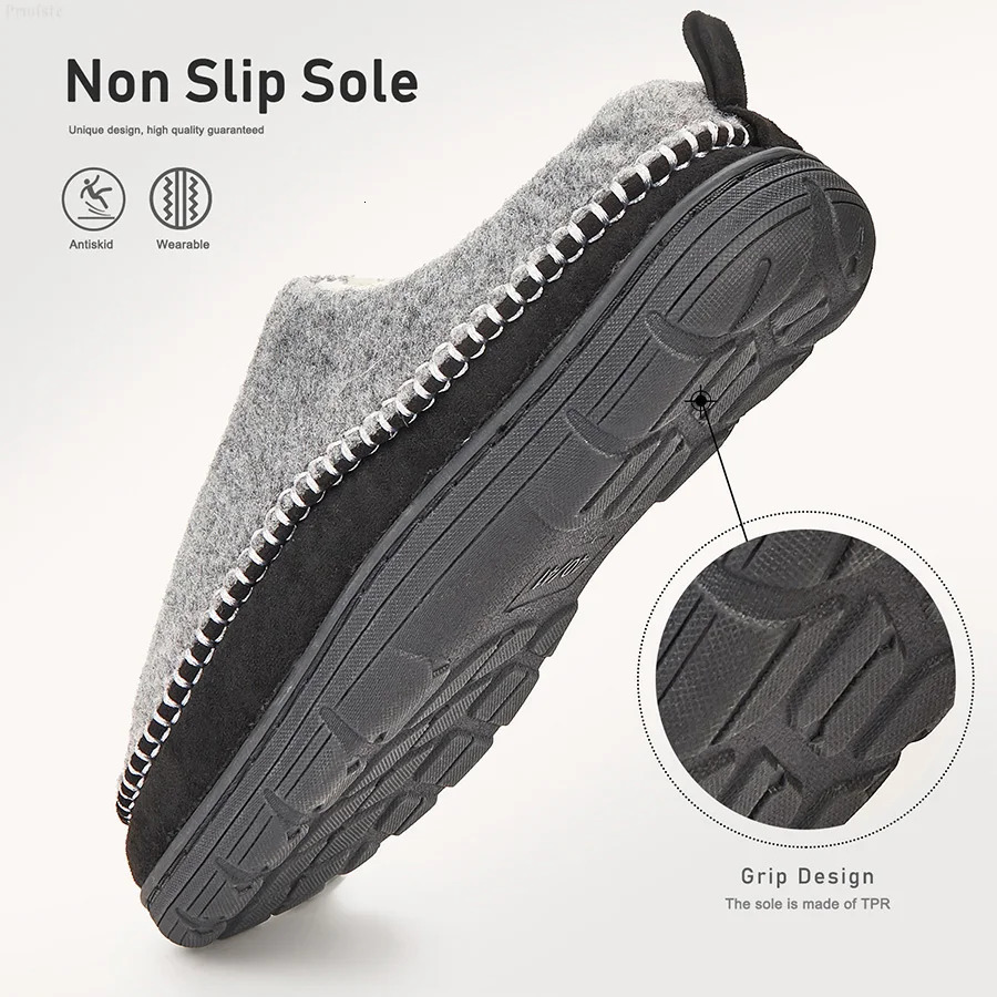 Mens House Slippers Sewing Thread Contrasting Color Fuzzy Warm Comfortable Memory Foam Indoor Shoes Winter Casual 241214