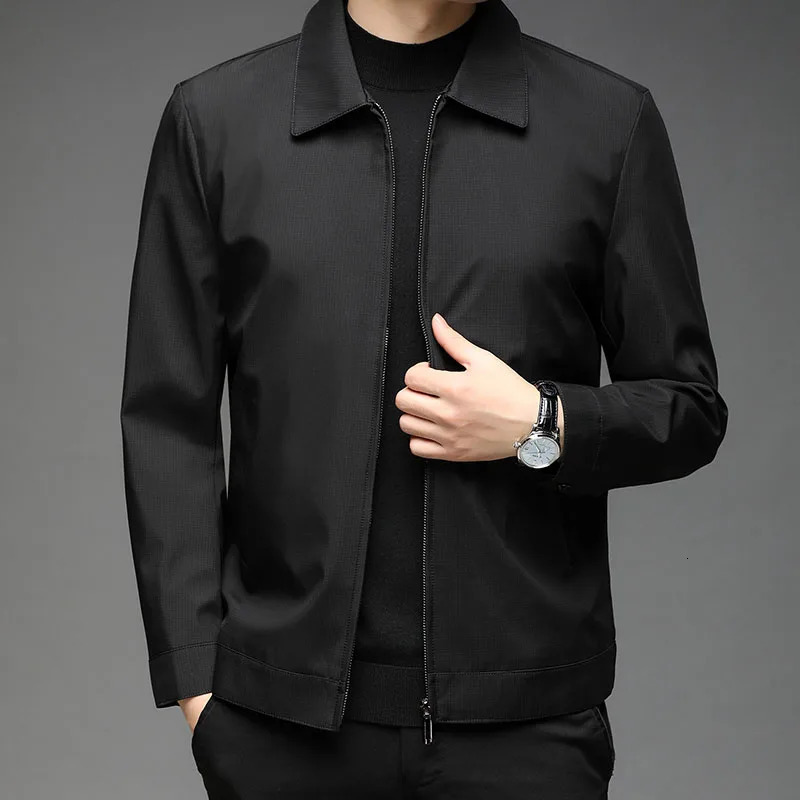 SUPUSCREAT mens spring jacket casual solid color jacket lapel mens business jacket windproof jacket 241214