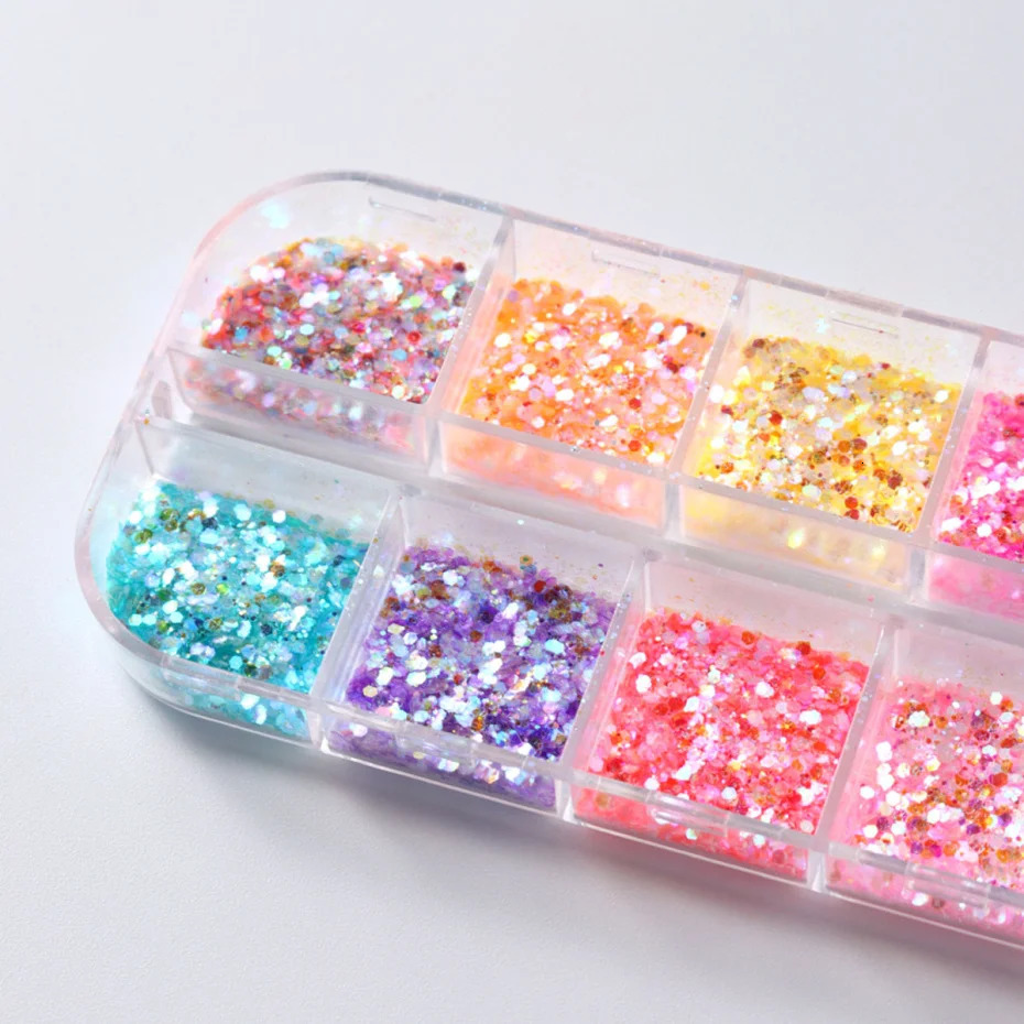 Sparkly Mermaid Nail Glitter Powder Sequins Crystal Mirror Hexagon Chrome Flakes Art Decoration Summer Manicure Supplies 241213
