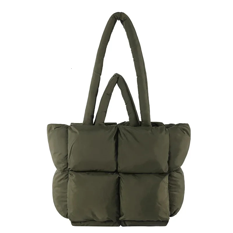 Basic Casual Down Handbag Women's Winter Large Capacity Fashionable Shoulder Bag Designer Aesthetic Solid Color Handbag Retro Wallet New Product 