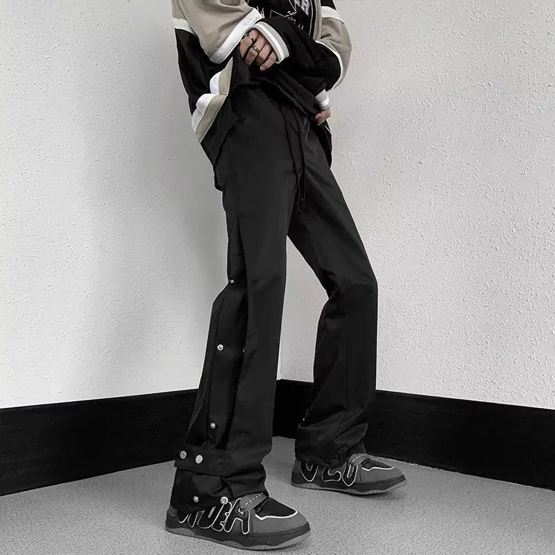 American Hip-hop Micro Flared Casual Pants Mens Slim Fit Oversized High Street Vibe Workwear Pants 241214