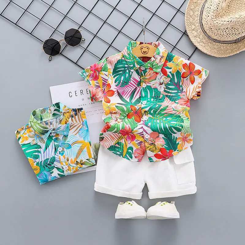 Clothing Sets New Summer Casual Full Printe Baby Boy Toddler Causal Clothes Shirt Pants 2Pcs/set Cotton Kids Outfits Clothing suit 0-5 years H241214