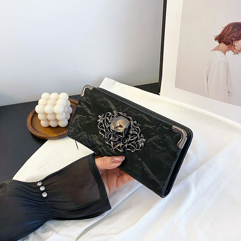New Best-selling Unisex Designer Skull Personalized Long Wallet Banquet Handbag Mobile Phone Bag Hand-held Bag Wallet