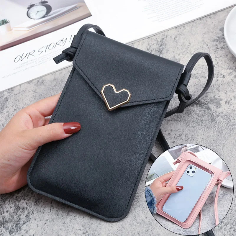 Universal PU leather phone case shoulder bag wallet phone case neck strap 241213