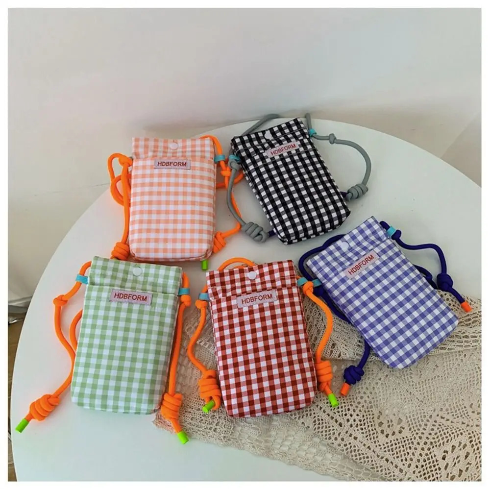 Polyester Mesh Shoulder Bag Multi functional Large Capacity Square Pocket Mini Cartoon Phone Bag 241213