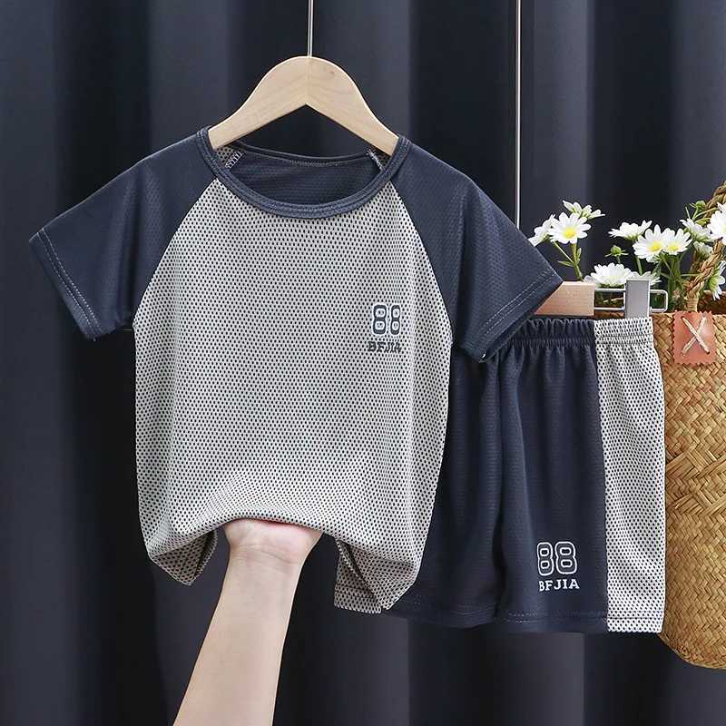 Clothing Sets Summer Children Boy Clothes Set Teenage Girls Patchwork T-Shirts And Shorts 2pcs Suit Kid Football Top Bottom Outfits Tracksuits H241214