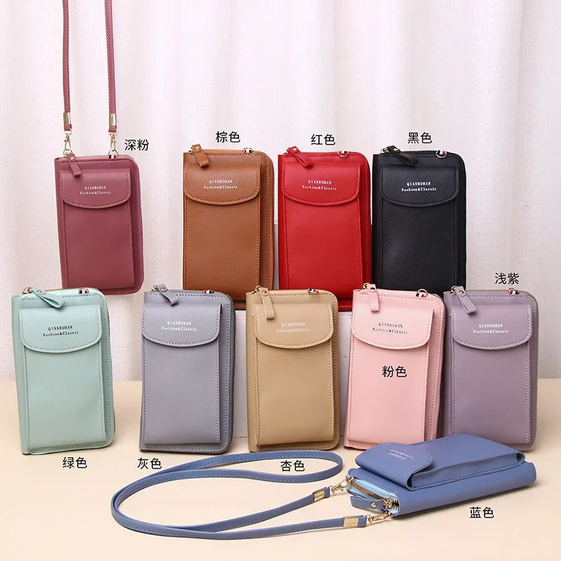 Fashion mobile phone pocket shoulder bag womens Pu leather clip womens small cross body bag womens messenger wallet handbag 241213