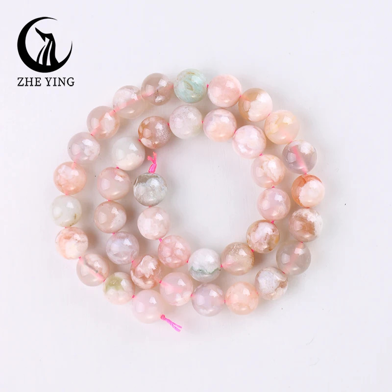 Zheng Yings cherry blossom agate beads round loose gemstone are used for making bracelets and DIY jewelry accessories 241212
