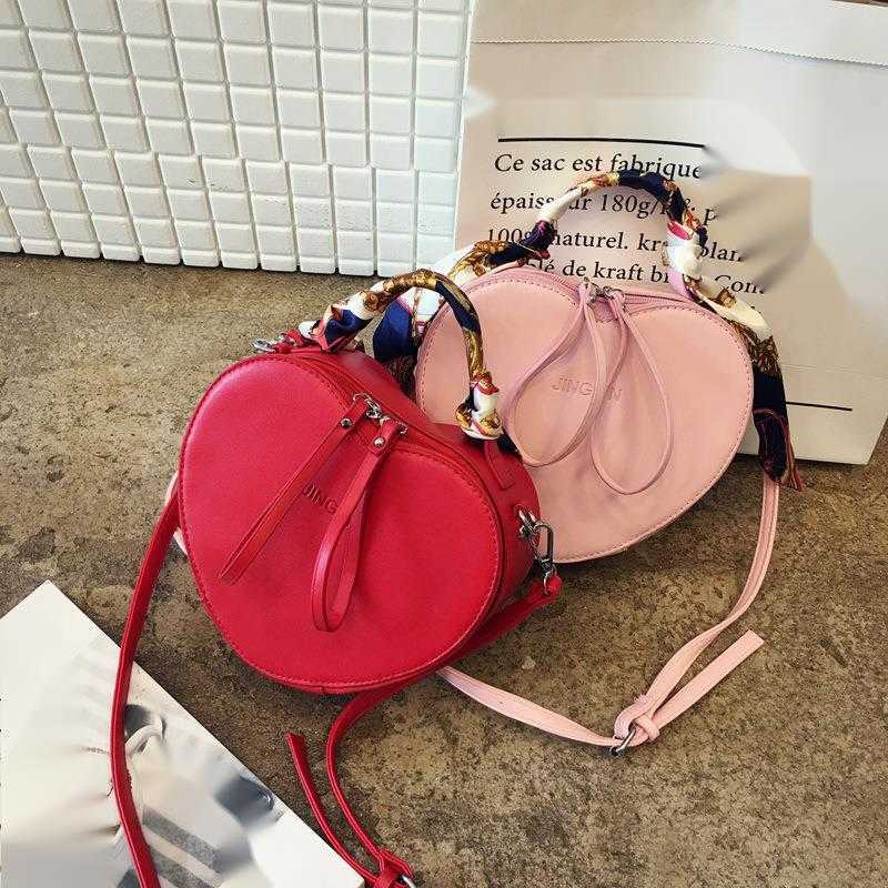 New Fashion Bags Trendy Womens Bag Peach Heart Small Bag Silk Scarf Handbag Single Shoulder Crossbody Bag