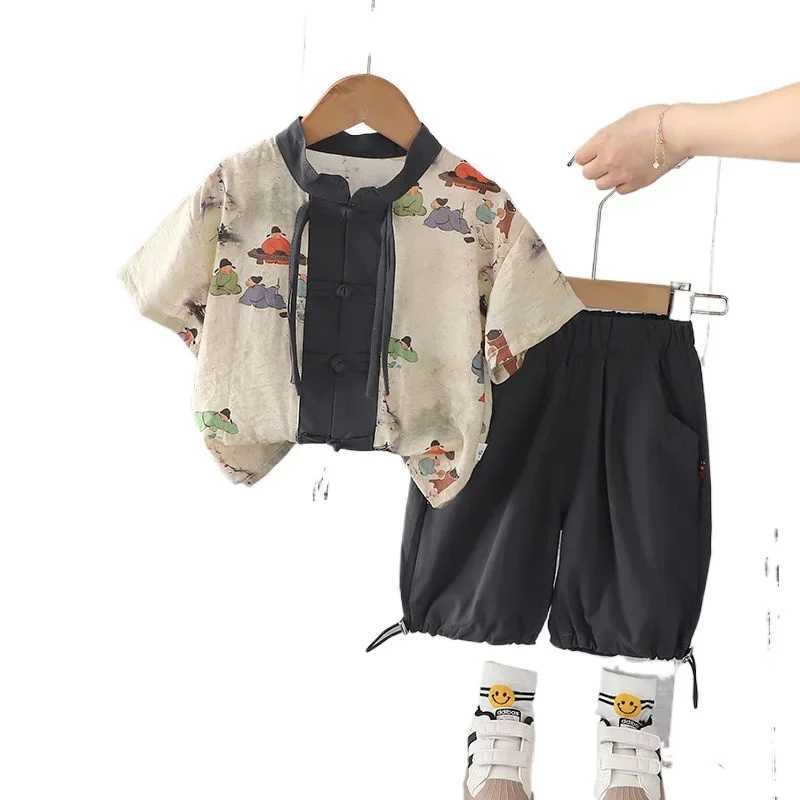 Clothing Sets Summer Children Kids Girls Boys Clothes Infant Printe National Style Shirt Shorts 2pcs/Set Baby Toddler Costume 1 2 3 4 5 Ages H241214
