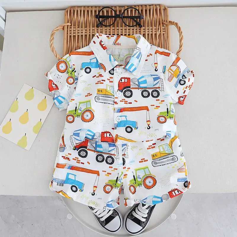 Clothing Sets Children Clothes Suit Summer Kids Boys Girl Causal Full Printe Cars Shirt Shorts 2Pcs/Set Kids Toddler Clothing Infant 0-5 Years H241214